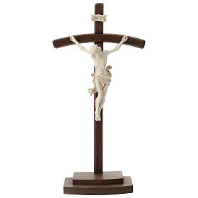 Leonardo crucifix with curved cross and base in wax and gold thread