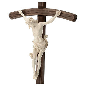 Leonardo crucifix with curved cross and base in wax and gold thread