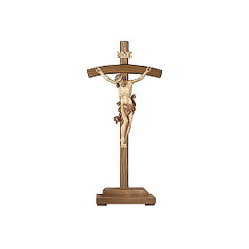 Kruzifix Mod. Siena kurven Kreuz Grödnertal Holz mit Basis braunfarbig