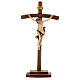 Kruzifix Mod. Siena kurven Kreuz bemalten Grödnertal Holz mit Basis s1