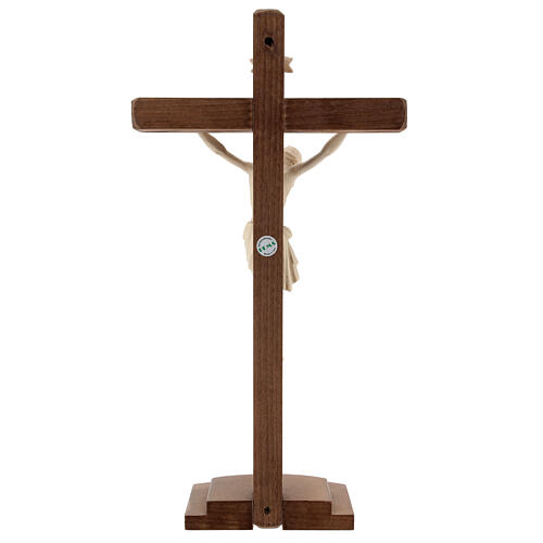 Kruzifix Mod. Siena rechten Kreuz Grödnertal Naturholz mit Basis 4