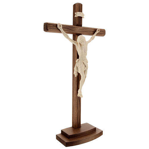 Jesus Christ on crucifix Siena model in natural wood with base 3