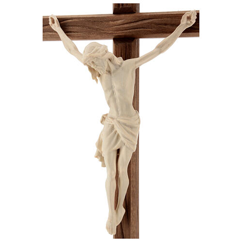 Jesus Christ on crucifix Siena model in natural wood with base 5