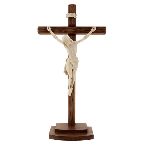 Crucifijo Cristo Siena madera natural cruz con base 1