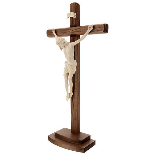 Jesus Christ on crucifix Siena model in natural wood with base 2