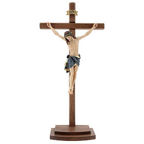 Kruzifix Mod. Siena rechten Kreuz bemalten Grödnertal Holz mit Basis