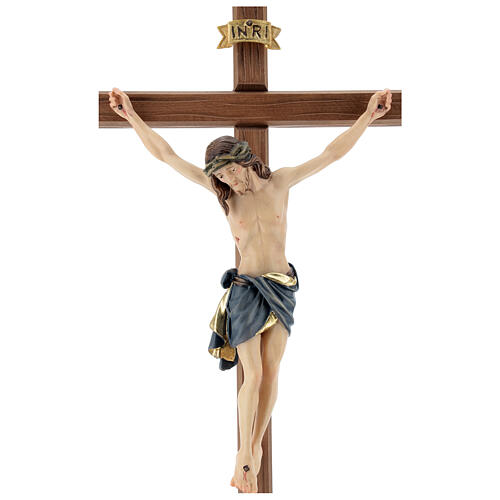 Kruzifix Mod. Siena rechten Kreuz bemalten Grödnertal Holz mit Basis 2