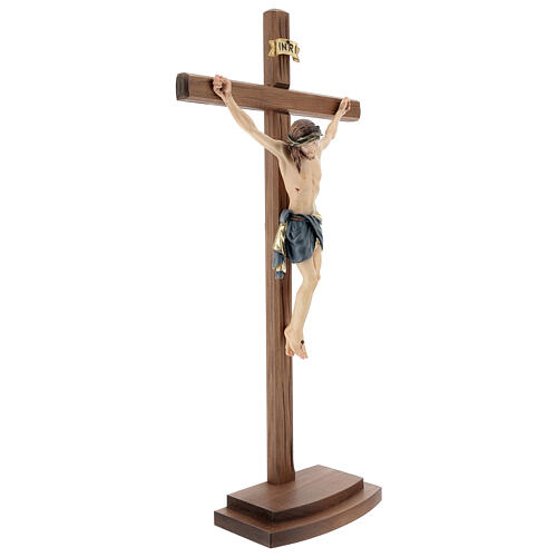 Kruzifix Mod. Siena rechten Kreuz bemalten Grödnertal Holz mit Basis 4