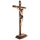 Kruzifix Mod. Siena rechten Kreuz bemalten Grödnertal Holz mit Basis s4