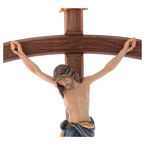 Kruzifix Mod. Siena kurven Kreuz bemalten Grödnertal Holz mit Basis 2