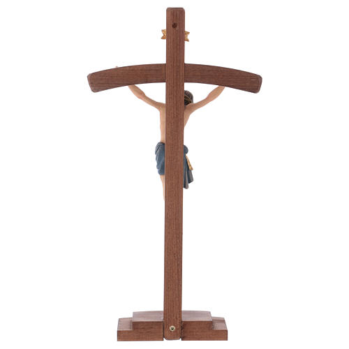 Kruzifix Mod. Siena kurven Kreuz bemalten Grödnertal Holz mit Basis 5
