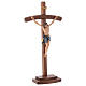 Kruzifix Mod. Siena kurven Kreuz bemalten Grödnertal Holz mit Basis s4
