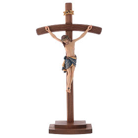 Crucifijo Cristo Siena coloreado cruz curva con base