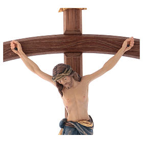 Crucifix Christ Sienne coloré croix courbée avec base