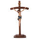 Crucifix Christ Sienne coloré croix courbée avec base s1