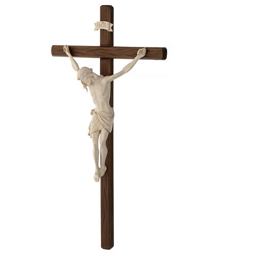 Crucifix with straight cross with Jesus Christ statue Siena model in wax and golden thread 3