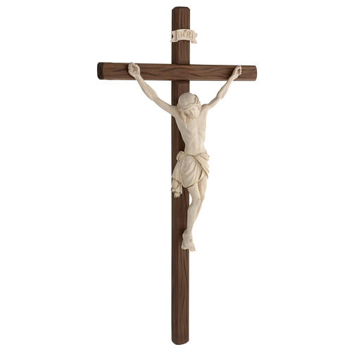 Crucifix with straight cross with Jesus Christ statue Siena model in wax and golden thread 5
