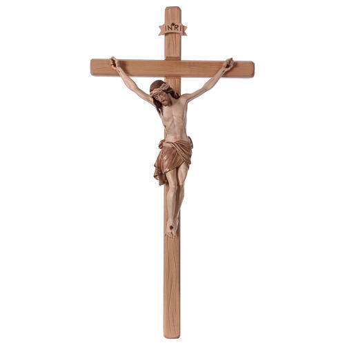 Kruzifix Mod. Siena rechten Kreuz Grödnertal Holz braunfarbig 1