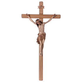Crucifix bruni 3 tons Christ Sienne croix droite
