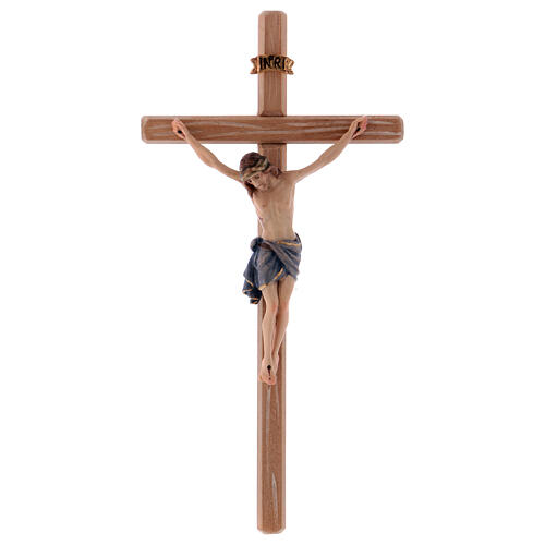 Krucyfiks Chrystus Siena, prosty krzyż, malowany 1