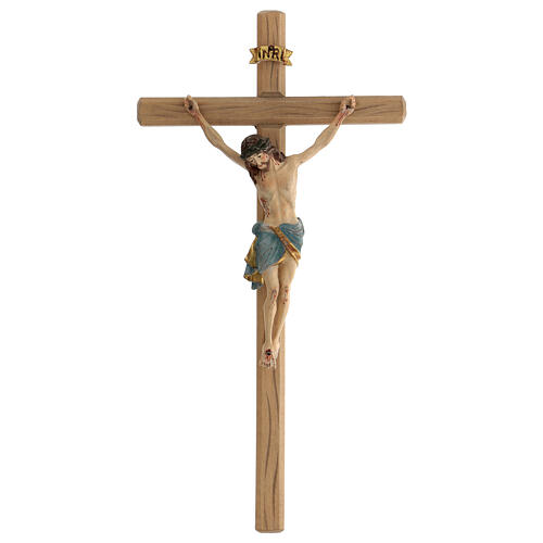 Kruzifix Mod. Siena rechten Kreuz Grödnertal Holz antikisiert 1