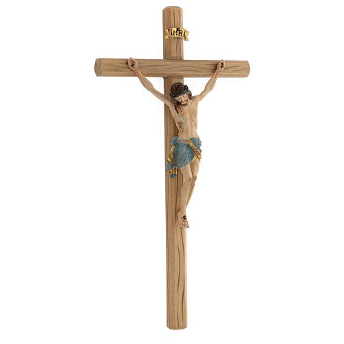 Kruzifix Mod. Siena rechten Kreuz Grödnertal Holz antikisiert 3