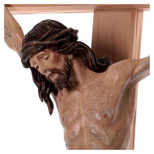 Kruzifix Mod. Siena rechten Kreuz Grödnertal Holz antikisiert 124cm 2