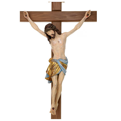 Crucifix with Jesus Christ statue Siena model dressed in a pure gold mantle, with straight cross 124 cm 3