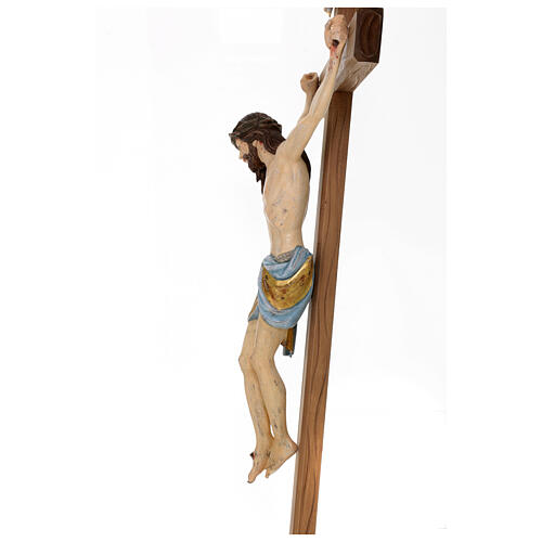 Crucifix with Jesus Christ statue Siena model dressed in a pure gold mantle, with straight cross 124 cm 10