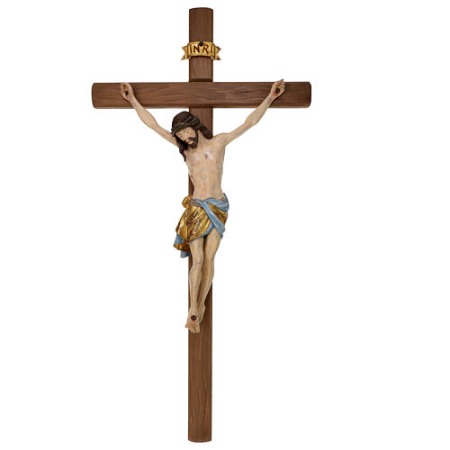 Crucifijo cruz recta Cristo Siena capa oro de tíbar antiguo 124 cm 1