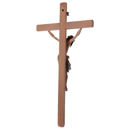 Crucifix croix droite Christ Sienne pagne or massif vieilli 124 cm 8