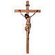 Crucifix croix droite Christ Sienne pagne or massif vieilli 124 cm s1