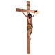 Crucifix croix droite Christ Sienne pagne or massif vieilli 124 cm s5