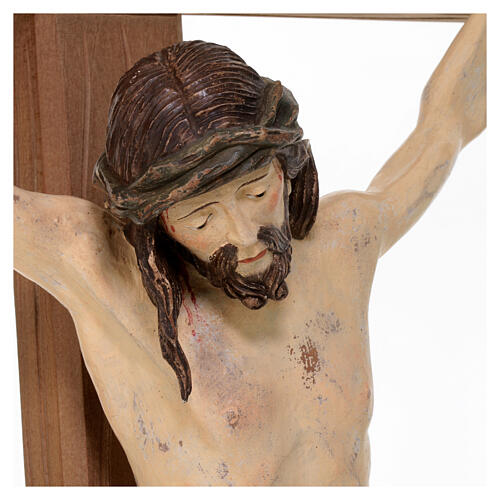 Crucifixo cruz recta Cristo Siena pano ouro maciço antigo 124 cm 7