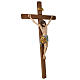 Crucifixo cruz recta Cristo Siena pano ouro maciço antigo 124 cm s8