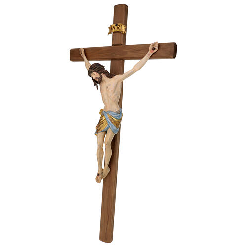 Crucifix with Jesus Christ statue Siena model dressed in a pure gold mantle, with straight cross 124 cm 5