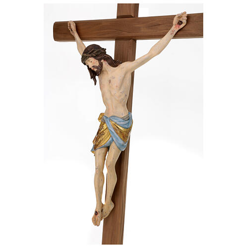 Crucifix with Jesus Christ statue Siena model dressed in a pure gold mantle, with straight cross 124 cm 6