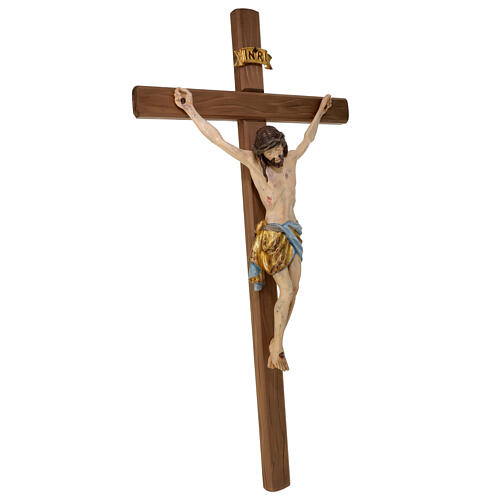 Crucifix with Jesus Christ statue Siena model dressed in a pure gold mantle, with straight cross 124 cm 8