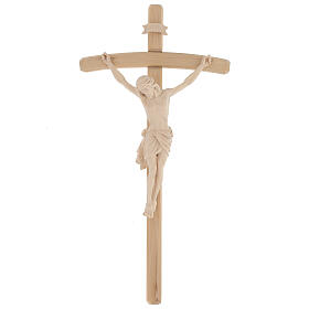 Crucifix bois naturel Christ Sienne croix courbée