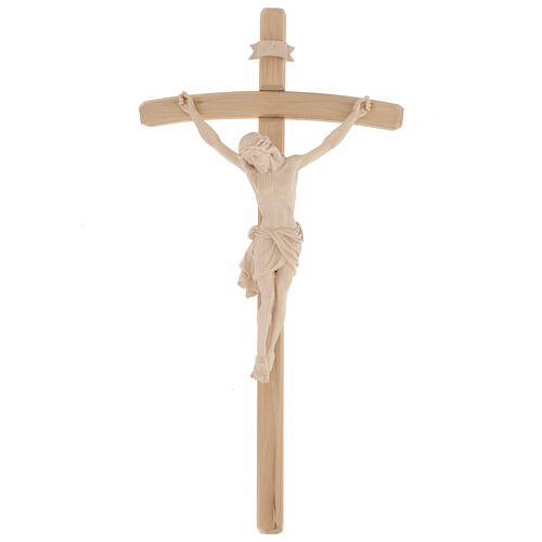 Crucifix bois naturel Christ Sienne croix courbée 1