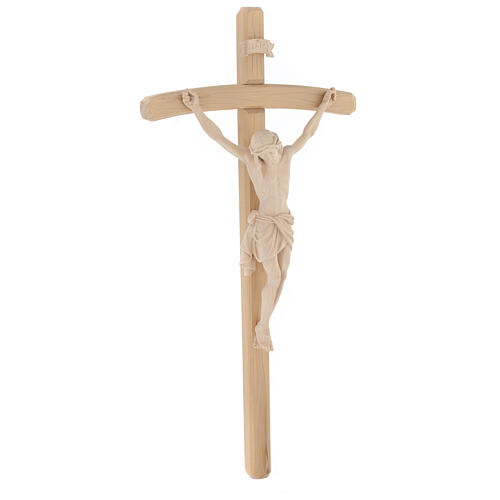 Crucifix bois naturel Christ Sienne croix courbée 3