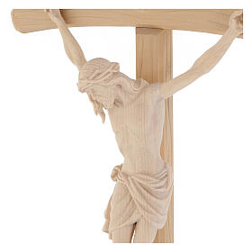 Crucifixo madeira natural Cristo Siena cruz curva