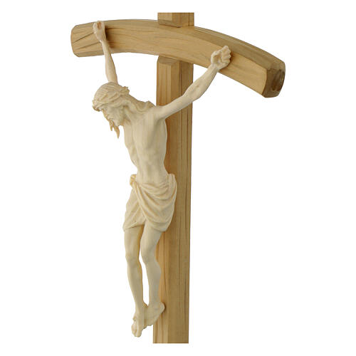 Crucifixo madeira natural Cristo Siena cruz curva 2