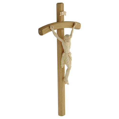 Crucifixo madeira natural Cristo Siena cruz curva 3