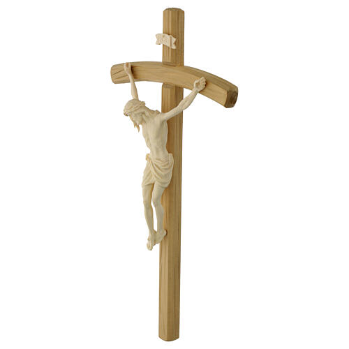 Crucifixo madeira natural Cristo Siena cruz curva 4