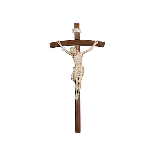 Crucifix with Jesus Christ statue Siena model in wax with golden thread and curved cross 1