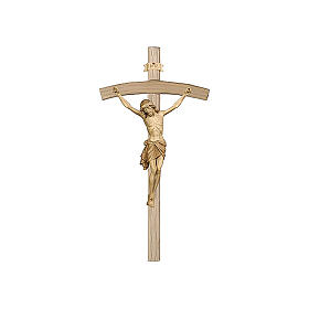 Crucifix bruni 3 tons Christ Sienne croix courbée
