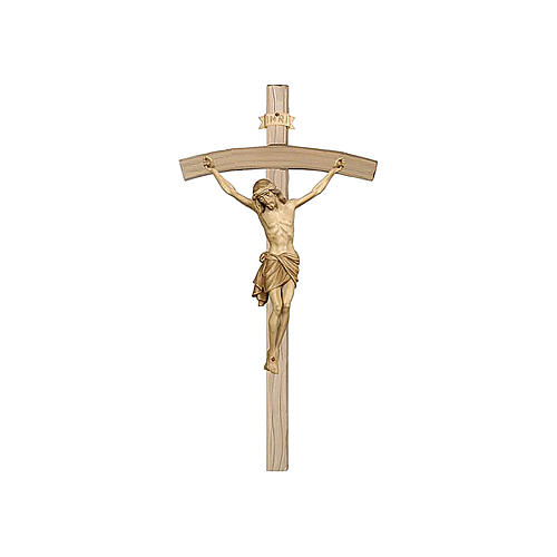 Crucifix bruni 3 tons Christ Sienne croix courbée 1