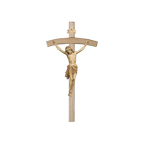 Krucyfiks przyciemniany w trzech kolorach, Chrystus Siena, krzyż wygięte ramiona 1
