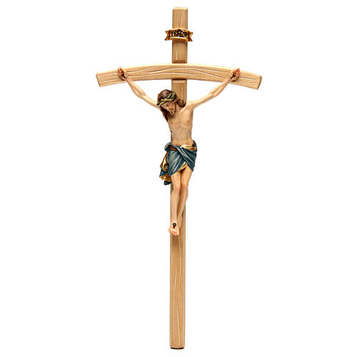 Crucifix with Jesus Christ statue Siena model, coloured curved cross 1
